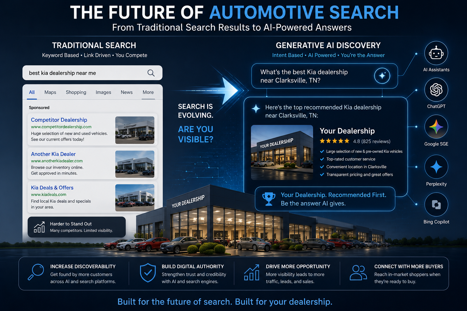 The future of automotive search, comparing traditional search results with generative AI discovery